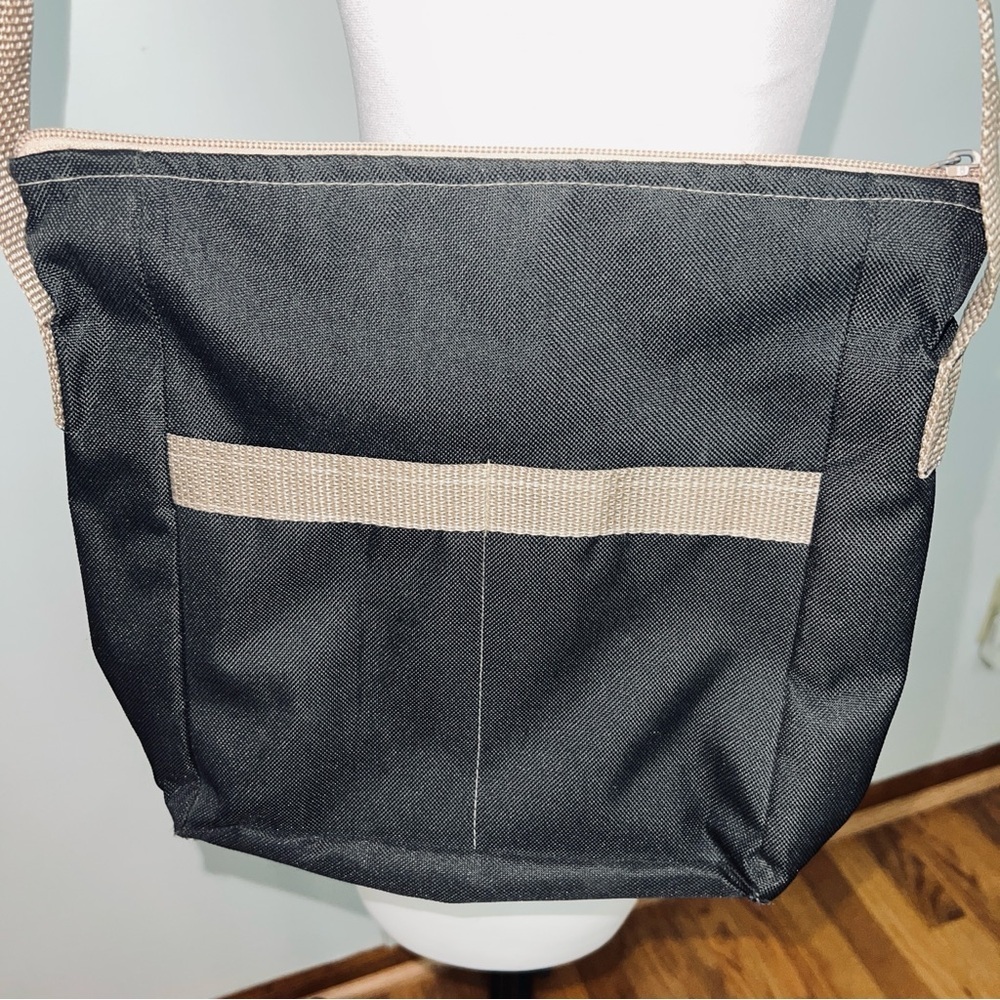 I Bags Handmade in USA Black & Tan Canvas Shoulder Bag Organized Compartments - Picture 3 of 9